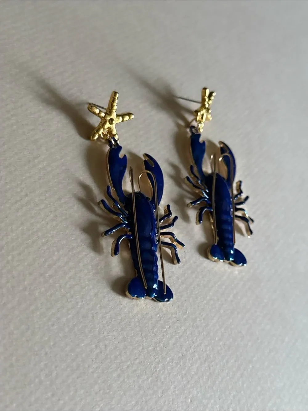 Blue Lobster Drop Earrings #2693
